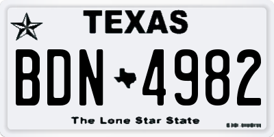 TX license plate BDN4982