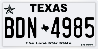 TX license plate BDN4985