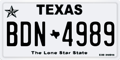 TX license plate BDN4989