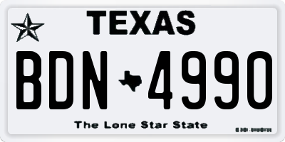 TX license plate BDN4990