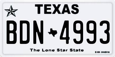TX license plate BDN4993