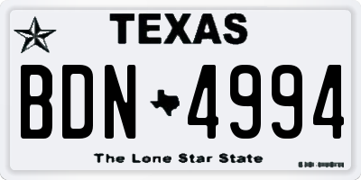 TX license plate BDN4994