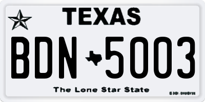 TX license plate BDN5003