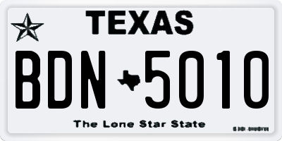 TX license plate BDN5010