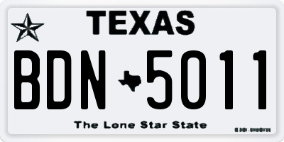 TX license plate BDN5011