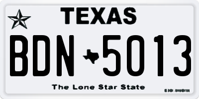 TX license plate BDN5013