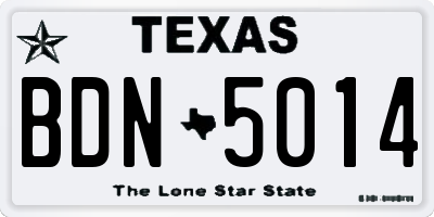 TX license plate BDN5014