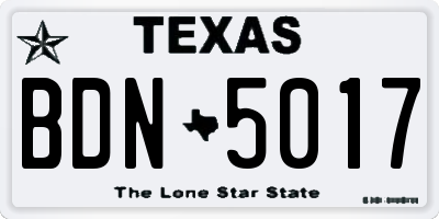 TX license plate BDN5017