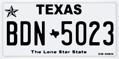 TX license plate BDN5023