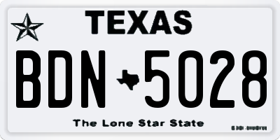 TX license plate BDN5028