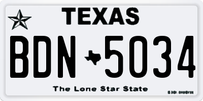 TX license plate BDN5034