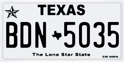 TX license plate BDN5035
