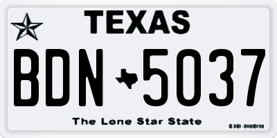 TX license plate BDN5037