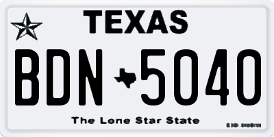 TX license plate BDN5040