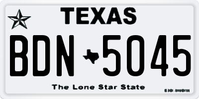 TX license plate BDN5045
