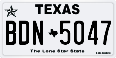 TX license plate BDN5047