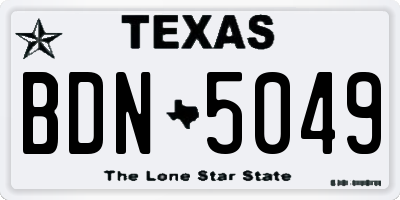 TX license plate BDN5049