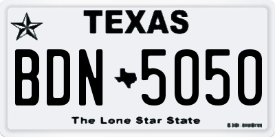 TX license plate BDN5050