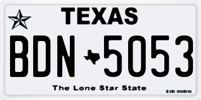 TX license plate BDN5053
