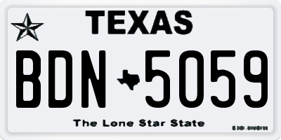 TX license plate BDN5059