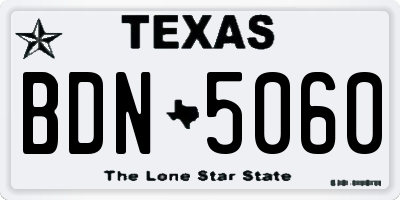 TX license plate BDN5060