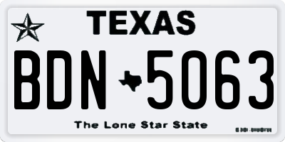 TX license plate BDN5063