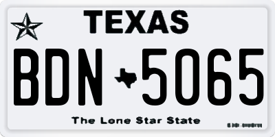 TX license plate BDN5065