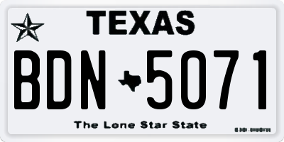 TX license plate BDN5071