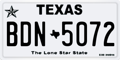 TX license plate BDN5072