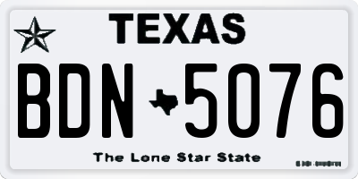 TX license plate BDN5076