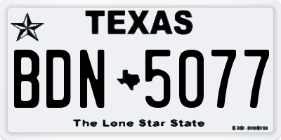 TX license plate BDN5077