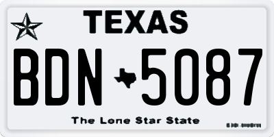 TX license plate BDN5087