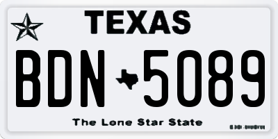 TX license plate BDN5089