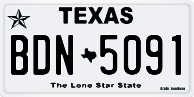 TX license plate BDN5091