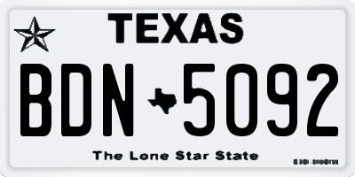 TX license plate BDN5092