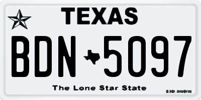 TX license plate BDN5097