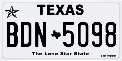 TX license plate BDN5098