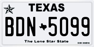 TX license plate BDN5099