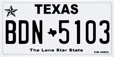 TX license plate BDN5103