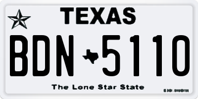 TX license plate BDN5110