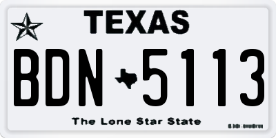TX license plate BDN5113