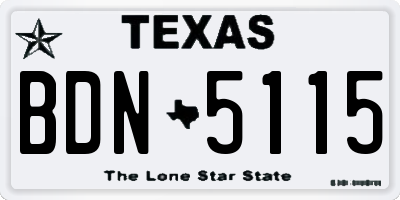 TX license plate BDN5115