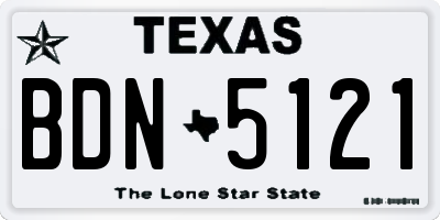 TX license plate BDN5121