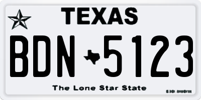 TX license plate BDN5123