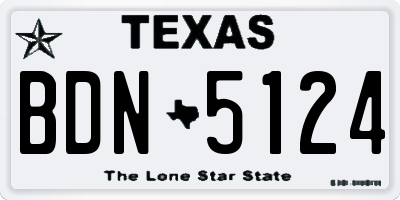 TX license plate BDN5124