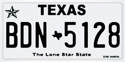 TX license plate BDN5128