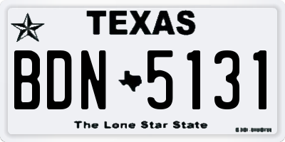 TX license plate BDN5131