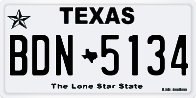 TX license plate BDN5134