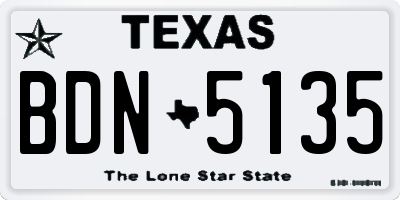 TX license plate BDN5135
