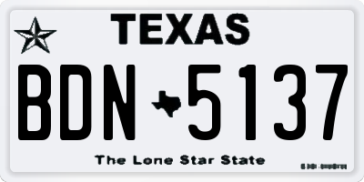 TX license plate BDN5137